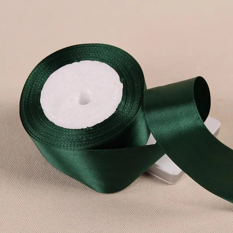 25Yards/Roll Dark Green Single Face Satin Ribbon DIY Handmade Crafts Bow Material Christmas Party Gift Box Wrapping Ribbon