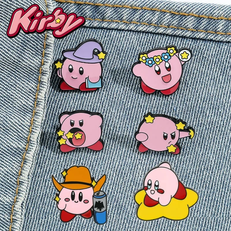 

Kawaii Animal Elves Kirby Enamel Pin Pastel Cartoon Metal Brooch Medal Movie Seed Anime Lapel Pins Accessories Christmas Gifts