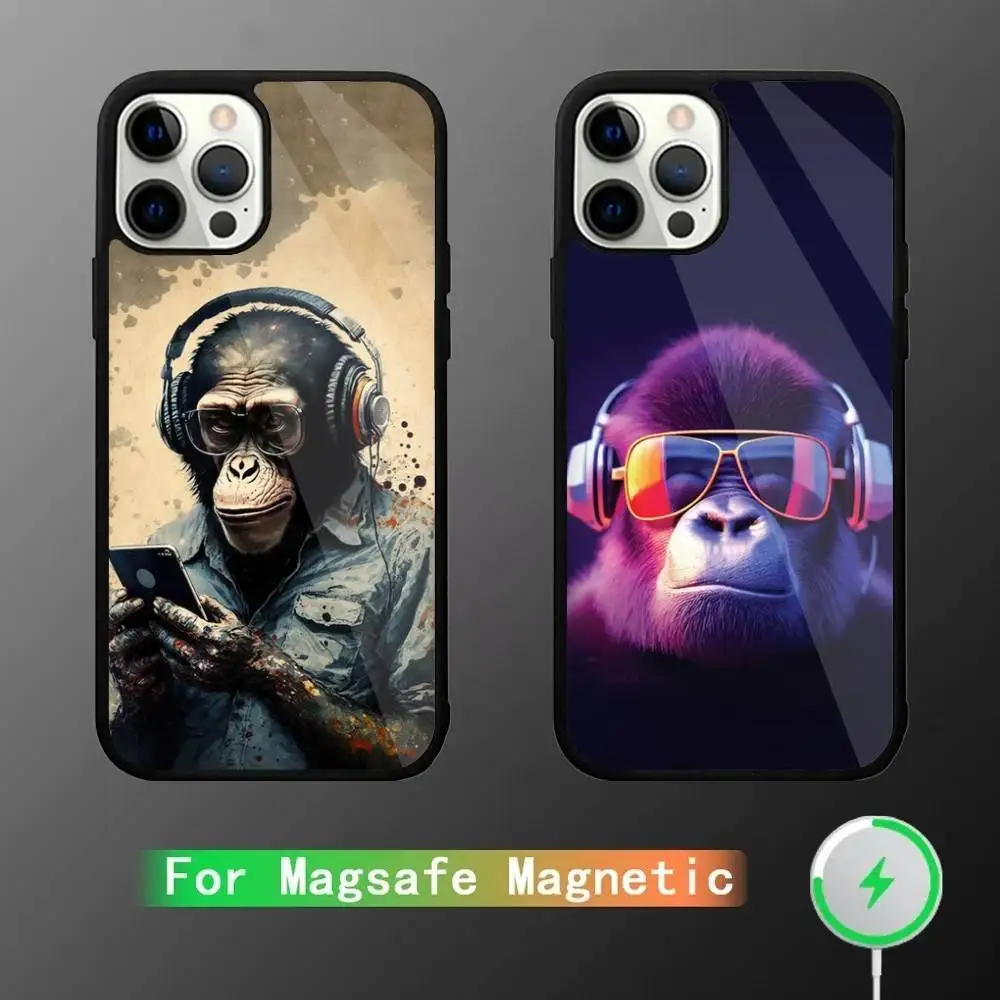 

Funny Thinking Monkey Phone Case For iPhone 17,16,15,14,13,12,11,Pro,Max,Plus,Mini,SE4,E Magnetic Magsafe Wireless Charging