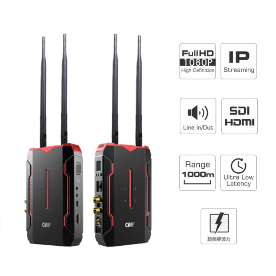 CVW Thunder 1000m 2-Channel Wireless Transmission System SDI HD-MI 1080P HD Video Transmitter Receiver for Live Wedding