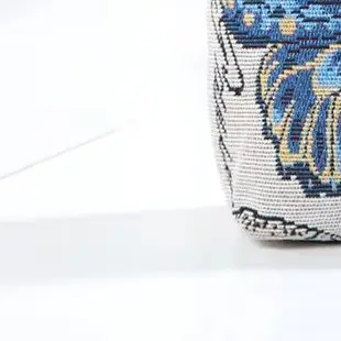 

Butterfly Embroidery Top Handle Bag Small Phone Storage Purse Women's Woven Handbag With Zipper Canvas Handbag
