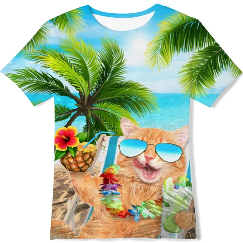 Men Casual Clothing Summer Hawaii Beach T-Shirts Women y2k Tops Fashion Cool Streetwear Tee Funny Kids Boys Girls Tops camisetas