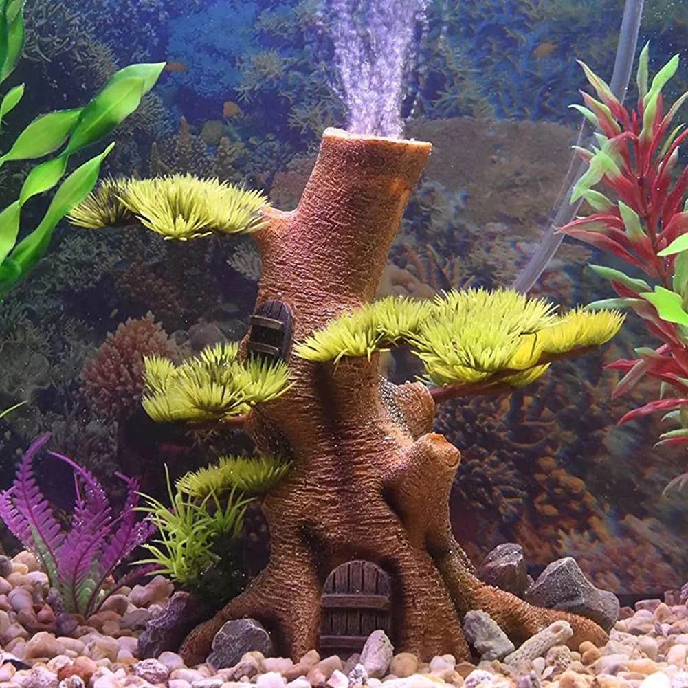 Aquarium Decorations, Fish Tank Tree Trunk Ornament, Resin Fish Tank Hideout Landscape Adornment, Artificial Tree Root Model