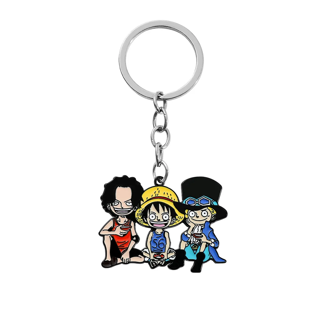 Anime One Piece Luffy Metall-Schlüsselanhänger Klassischer Charakter-Anhänger Schlüsselring Modischer Taschenanhänger Dekoratives Geschenk für Fans Sammlung