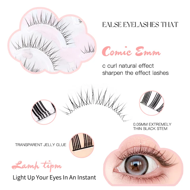 Realistici 5 paia Manga Beauty Cross Ciglia finte corte Ciglia finte in fibra artificiale Comode per le donne