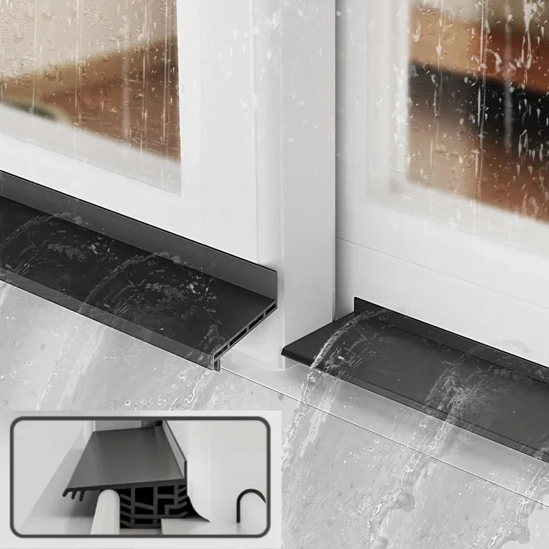 1pc Ainproof Water Backflow Window Water Blocking Bar Self-Adhesive Leakage Maintenance Sealing Strip TPE Window Edge