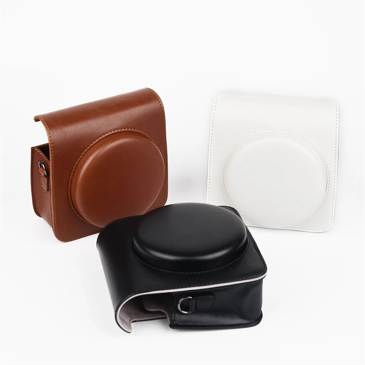 N36R_TM PU Leather Camera Bag with Strap Camera Case Brown