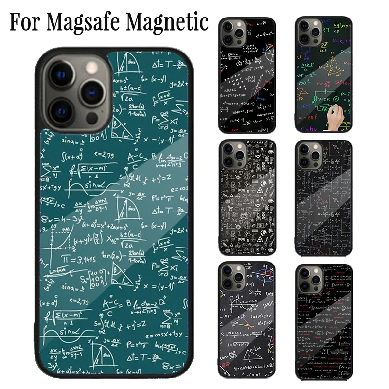 Science Math Physics Formulas Magnetic Phone Case For iPhone 16 15 14 Plus 13 12 Mini 11 Pro Max Magsafe Wireless Charging Cover