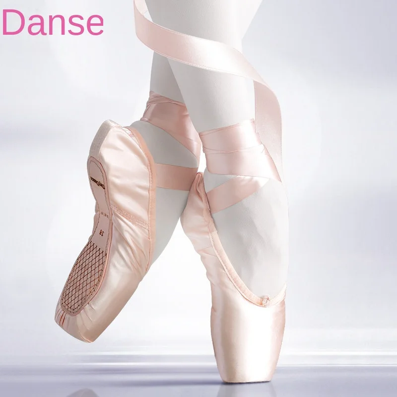 Chaussures de Ballet de ballerine pour filles, chaussures de Ballet professionnelles en Satin rose pour femmes, pour la danse
