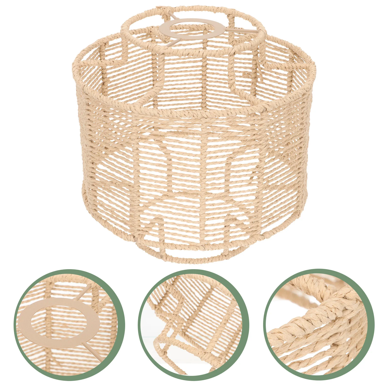 

Small Woven Lampshade Paper Rope Drum Ceiling Indoor Light Cover Braided Vintage Lamp Shade Home Decor Small Lampshade