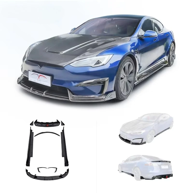 2023-2024 for Tesla Model S Body Kit Upgrade Carbon Fiber Bumper Front Lip Rear Diffuser Rear Spoiler Side Skirts Accessories