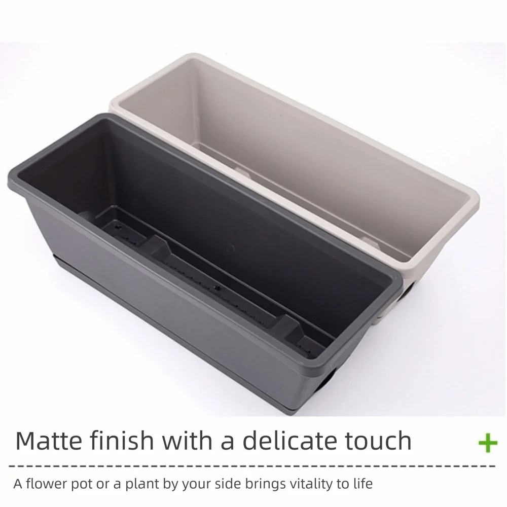 3Pcs Resin Rectangular Planter Breathable Drainage Hole Water Absorbent Plant Pot with Tray with Base Self-Watering Flower Pot