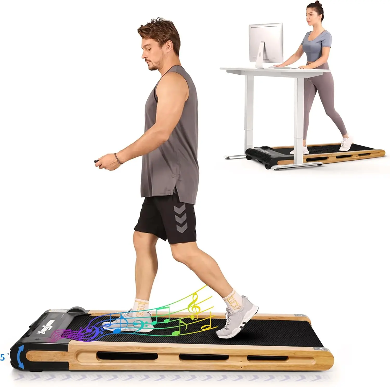 

Беговая дорожка для дома и под стол, беговая дорожка с низким уровнем шума, л.с., с Bluetooth-динамиком, пультом дистанционного управления для офиса, Lightw