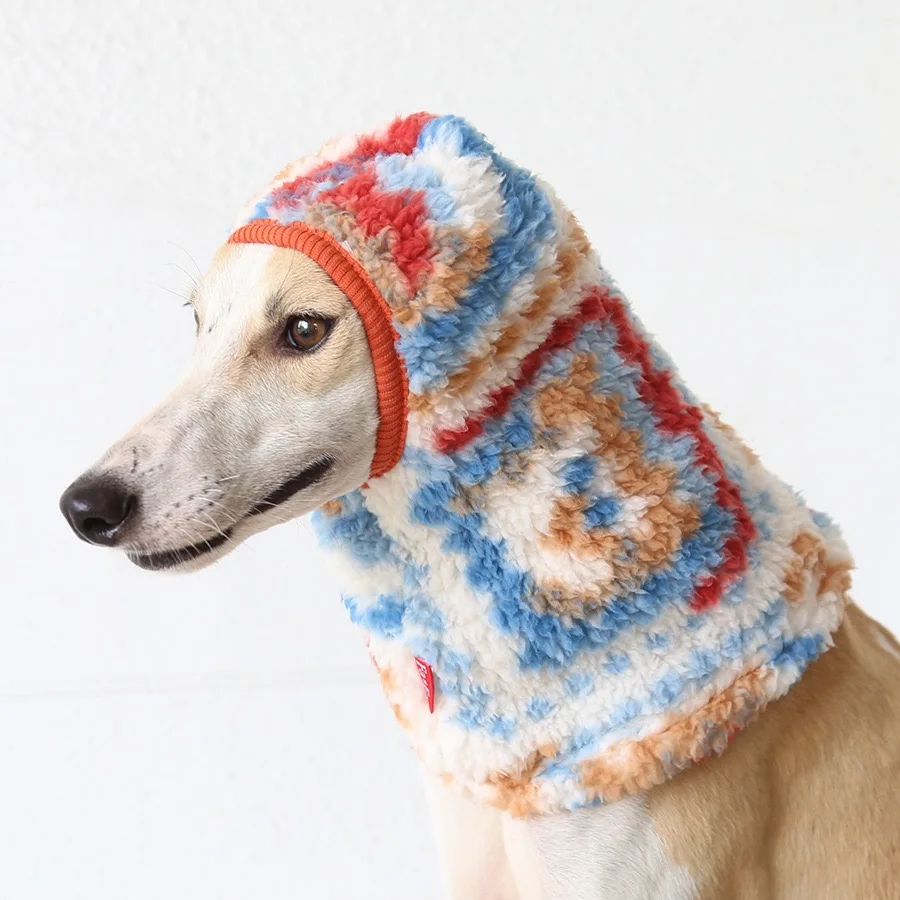 Modieuze handgemaakte Italiaanse windhond pluche anti-vriesmuts voor de winter, hondenhoofddecoratie, warme muts voor whippets, geluidsdichte hondenmuts.