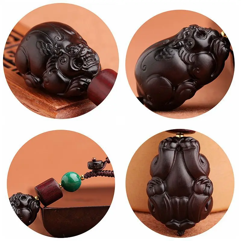 2026 Chinese Style Thunderstruck Jujube Wood Pixiu Car Keychain Lucky Hanging Pendant For Car Key Bag Backpack Decor Accessories