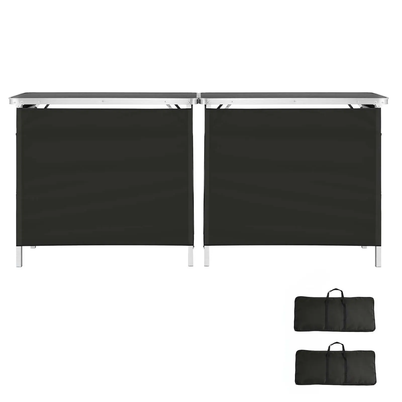 Folding Portable Bar Table, 2 pcs, 38.6 x 15.2 x 34.3 in, with Carry Bag, Storage Shelf, Detachable Skirt, Quick and Easy Setup, Foldable Mobile Bartending Station for Events, Party, Tradeshow