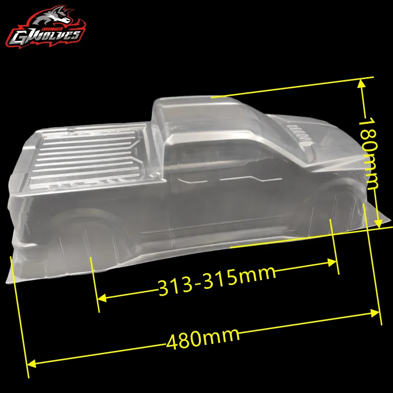 Wysokiej jakości 1/8 RC PC F150 Raptor obudowa 313mm rozstaw osi dla HOBAO OP-0125N RC Monster Truck Crawler Scale MTX FLUX MT410 — zdjęcie 4
