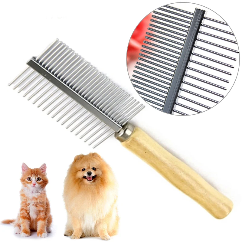 Dog Cat Comb Easy Knot Removal Suitable For All Breeds Convenient Grooming Hassle-free Pet Care Dog Knot Remover Wooden Handle