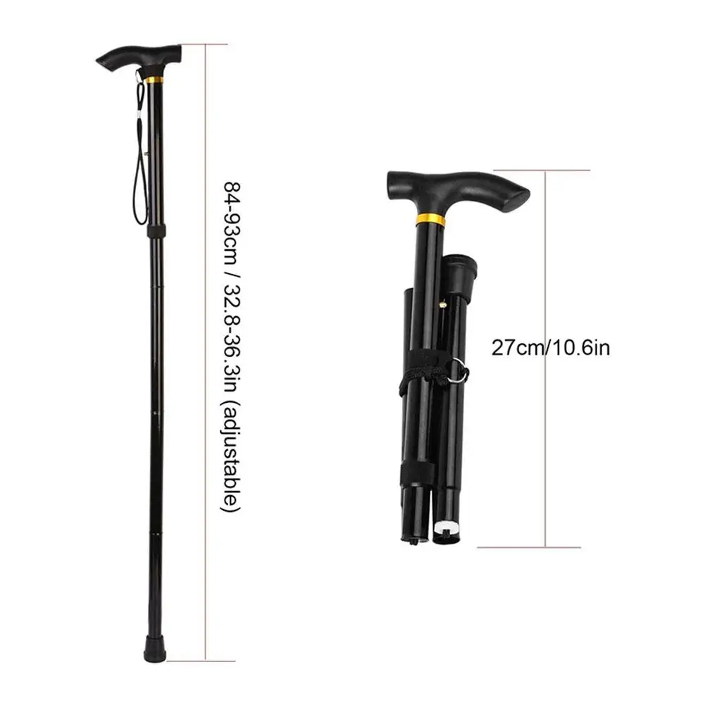 Foldable Walking Stick Anti-Slip Outdoor Hiking Camping Climbing Mountaineering Sturdy Extendable Disability Cane Unisex