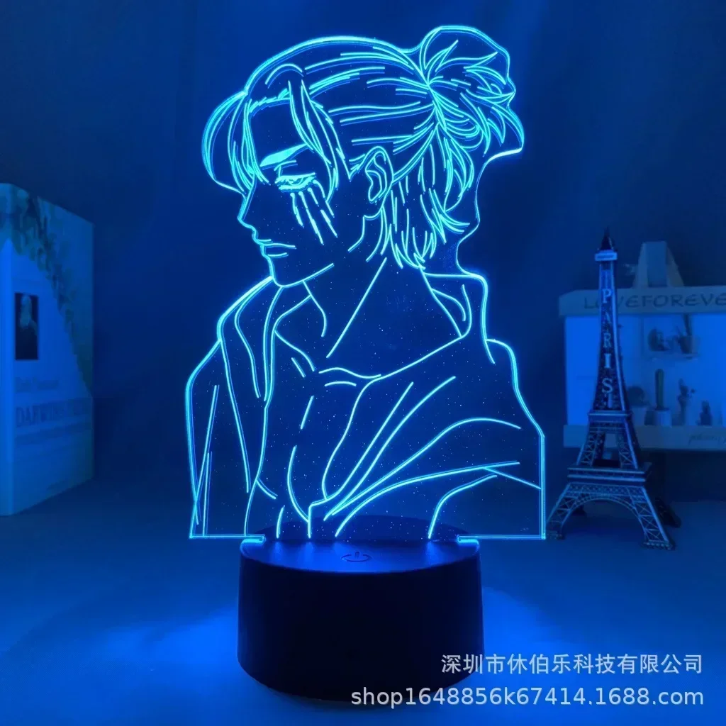 Attack on Titan Night light Levi Ackerman action Figure 3D LED Lamp for Bedroom Decor Anime Bedside Lamp Kids Gift Table 3d Lamp