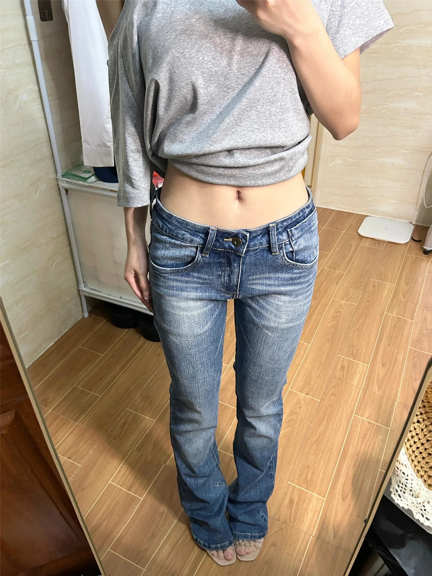 

Slim Fit High Waist Bell Bottom Jeans Women's Spring Cotton Stretchy Straight Leg Light Wash Denim Pants Sexy Girl Jeans