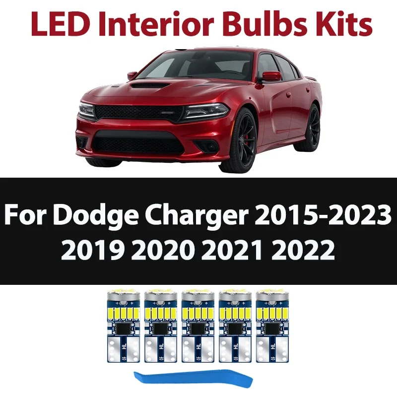 5PCS Canbus LED Interior Map Light Glover Box Lights Dome lights Kits For Dodge Charger 2015-2023 2016 2017 2018 2019 2020