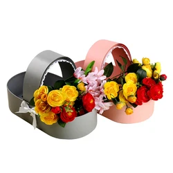 1PC Lace Ribbon Flower Box Cradle Gift Boxes Bouquet Packing Boxe Wedding Valentines Day Supplies