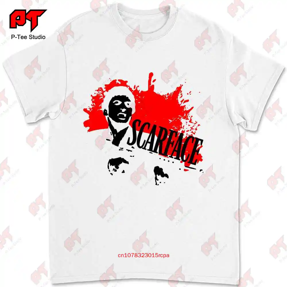 Scarface Tony Montana Blood Splatter Little Friend Pacino Gangster T-shirt ZHXN