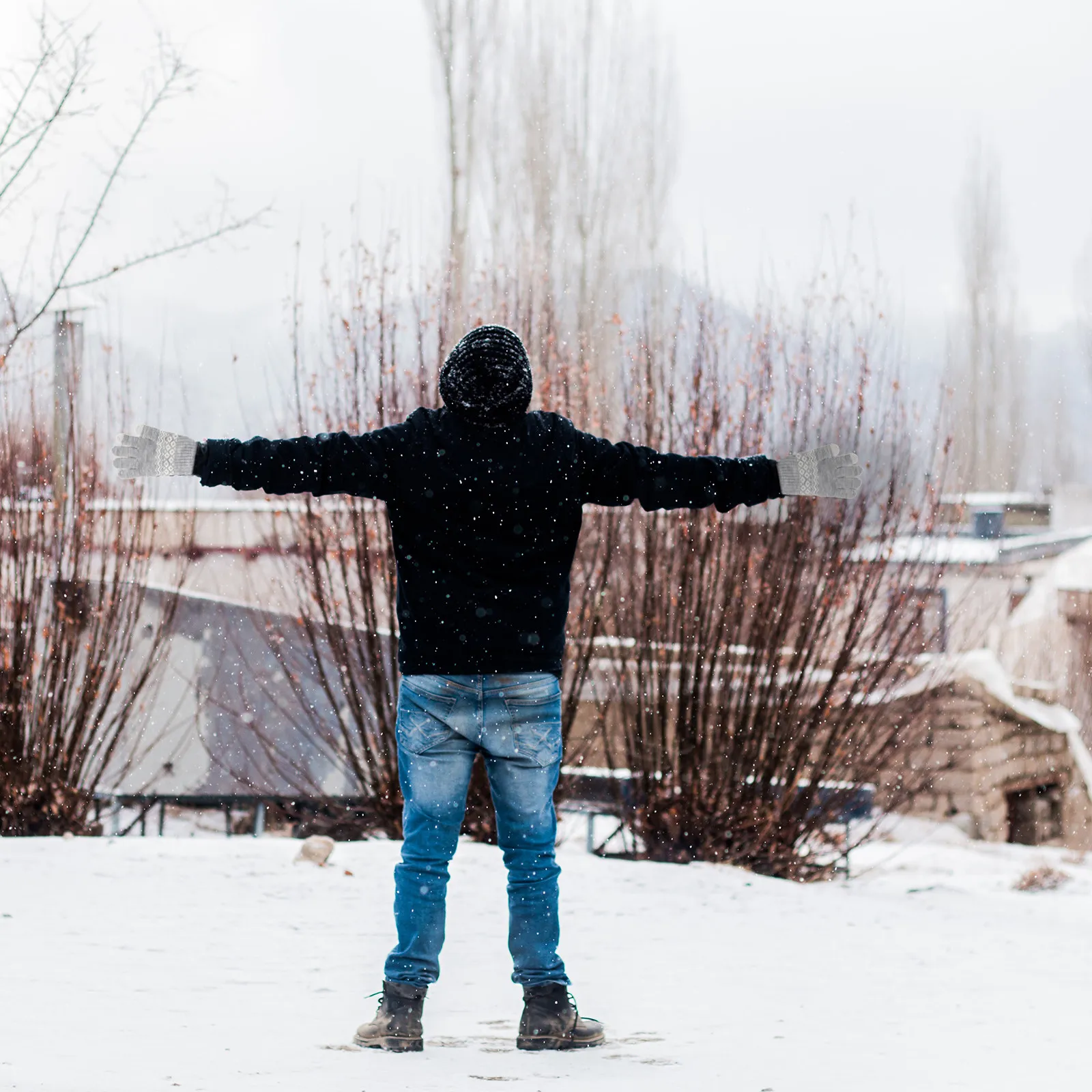 

1 пара утолщенных перчаток премиум-класса для сенсорных экранов, зимние теплые вязаные перчатки унисекс, противоскользящие, дышащие, ветрозащитные, для езды на велосипеде в холодную погоду