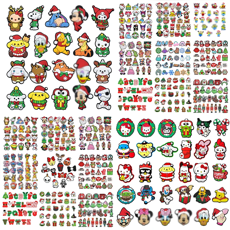 

Mixed MINISO Christmas Series Shoes Charms Cartoon Clogs Sandals Decoration PVC Shoe Accessories Buckle for Kids Party Gifts