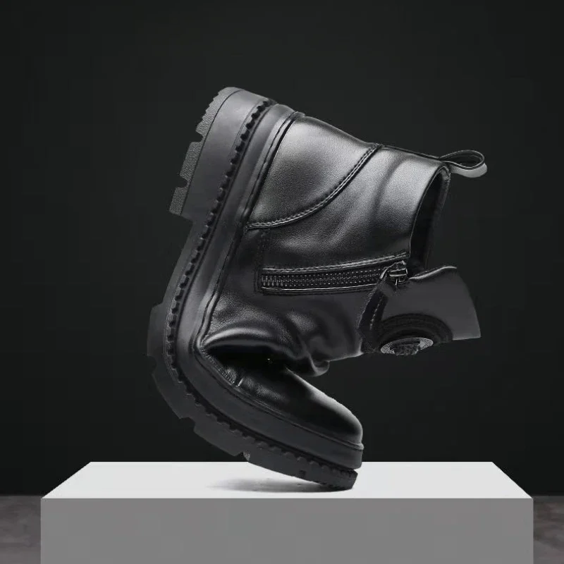 New Winter Retro Warm Men's Ankle Boots Leather shoes men High Top shoes man Velvet Motorcycle boots men botines botas 안전화 고급브랜드