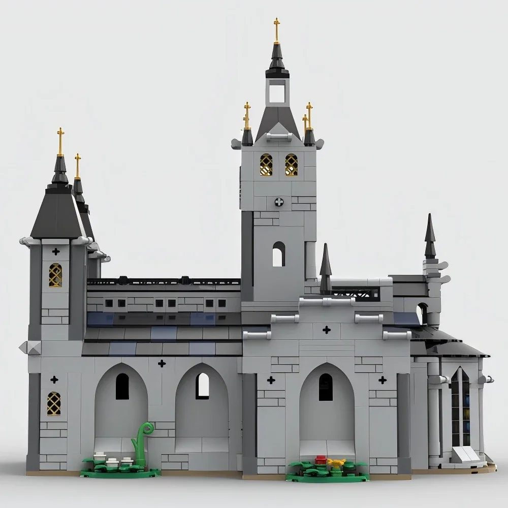 MOC Medieval Church Building Blocks Set Cathedral Architecture Model Collection 1450 Pieces Bricks Toys for Adults Kids Gifts