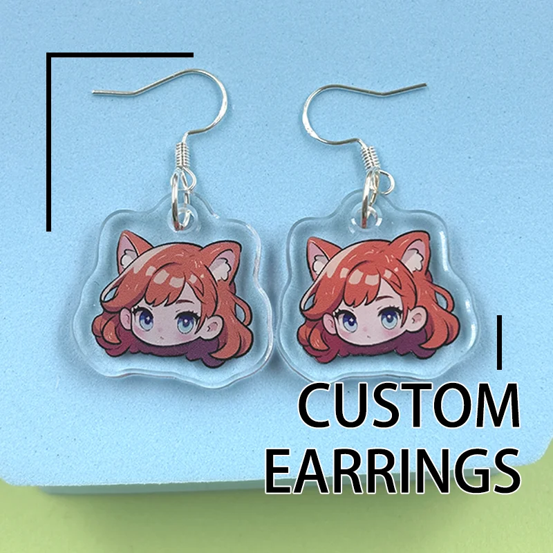 1Pair Custom Earrings Clear Acrylic Accessorie Cartoon Design Customized Anime Charms Personalized Pendientes Earrings For Women