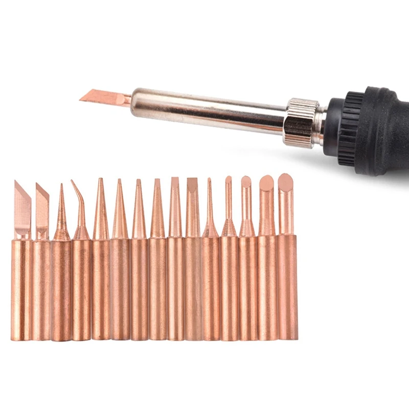 BEAU-15Pcs/Lot Pure Copper Lead Free Soldering Iron Tips 900M-T Welding Heads For 936 Soldering Station Tool Kits