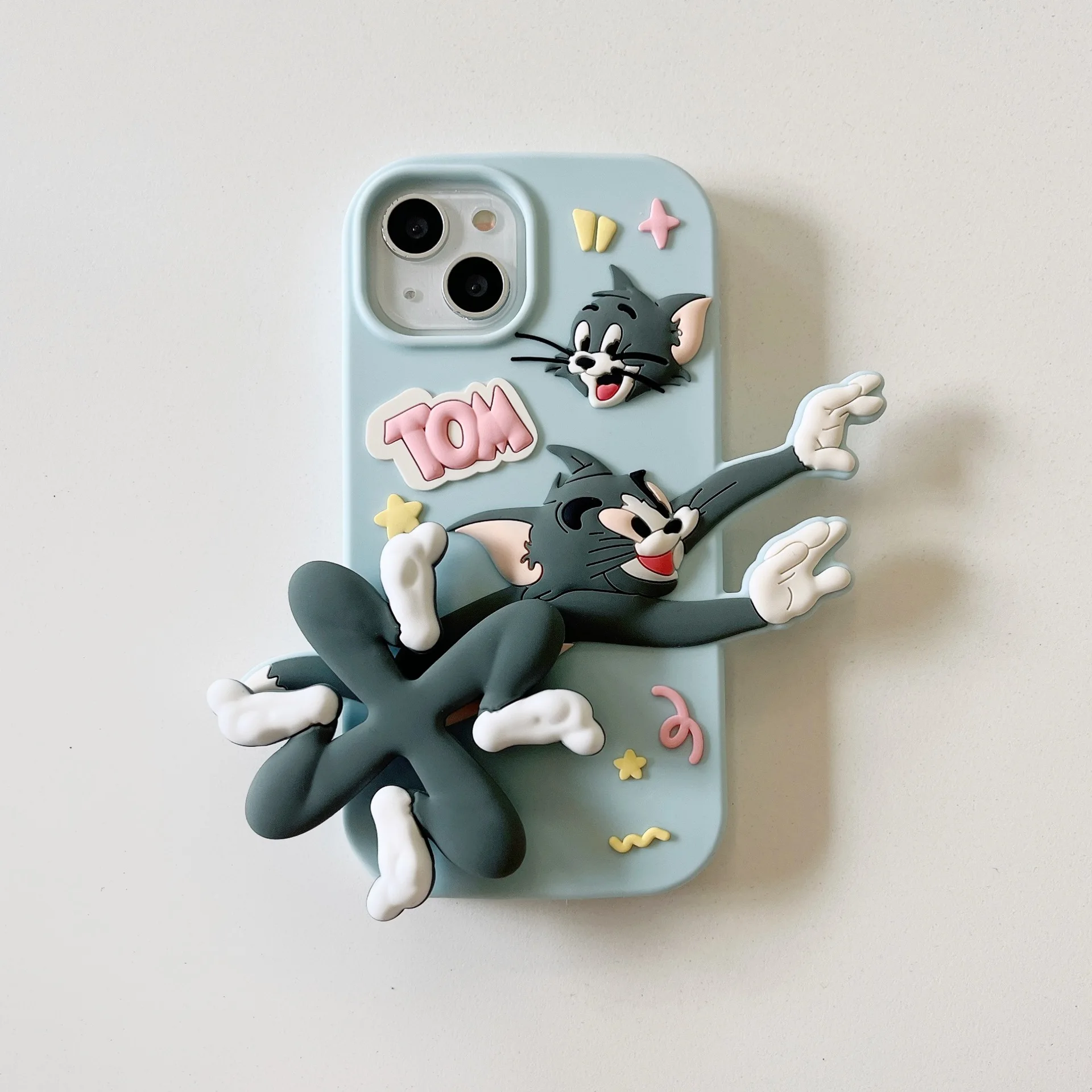 3D Cat and Mouse Couple phone case For iPhone 15 14 13 12 11 Pro max Shockproof Anti-fall Soft Silicone shell cartoon Tom Jerry