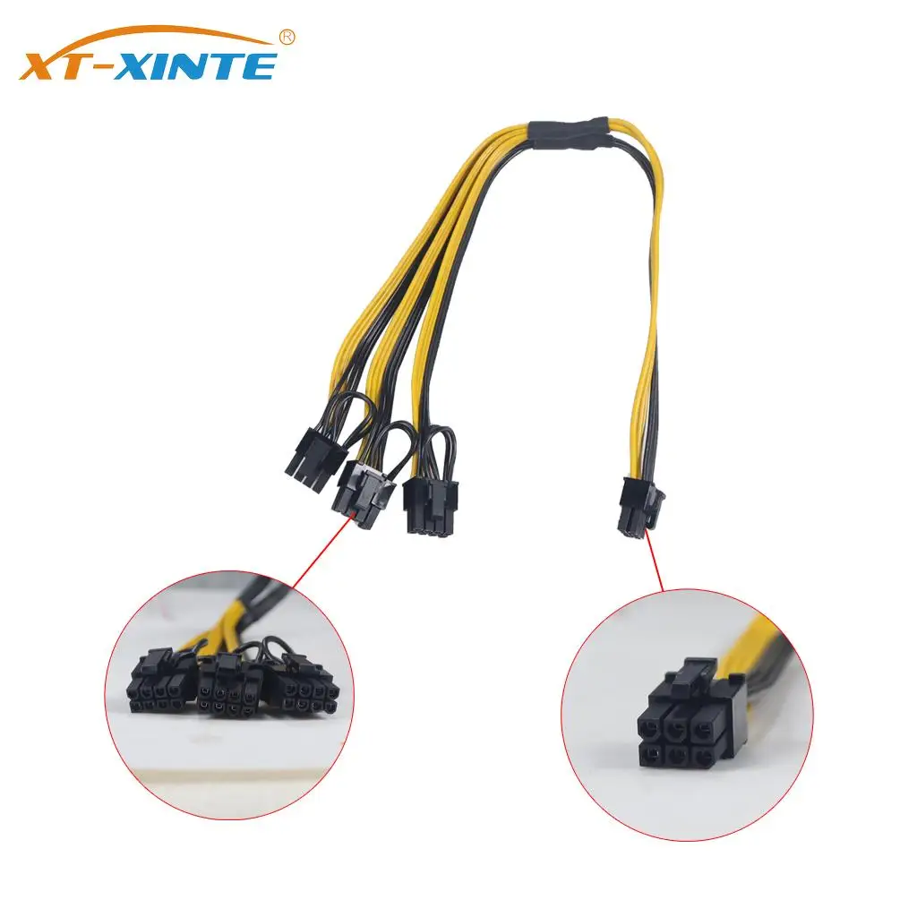 8pin/6pin to 3x 8(6+2)Pin Power Cord Module Line 6Pin to 8P Extension Adapter Cable for GPU Graphics Video Card Power Cable Cord