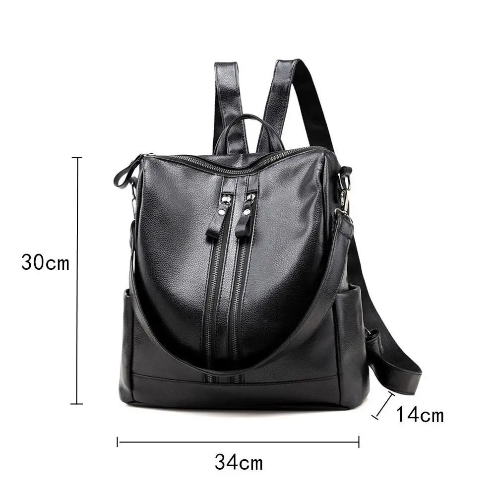 Women Soft Leather Backpack School Black Casual Multifunctional College Backpack Large Capacity Shoulder Bags Travel Tote Bag