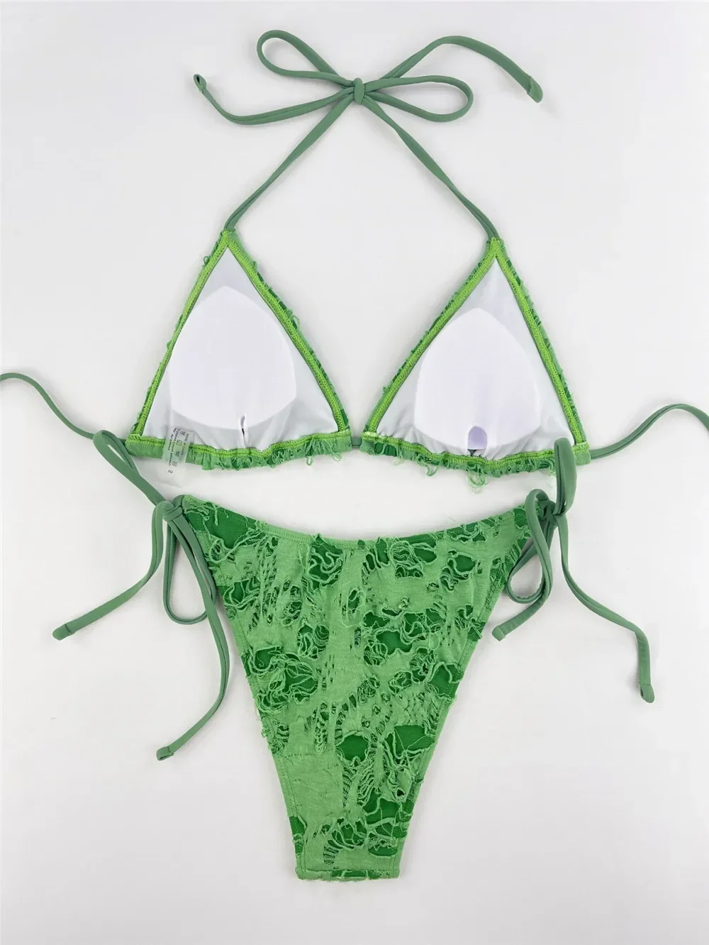 Sexy Green Holes Micro perizoma Bikini set String Halter costume da bagno donna costumi da bagno costume da bagno triangolo brasiliano Bikini Mujer