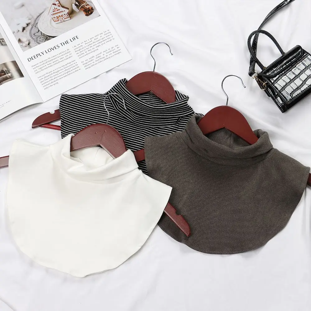 Fashion Warm Turtleneck Windproof Cotton Fake Collar Solid Color Detachable Scarf Women