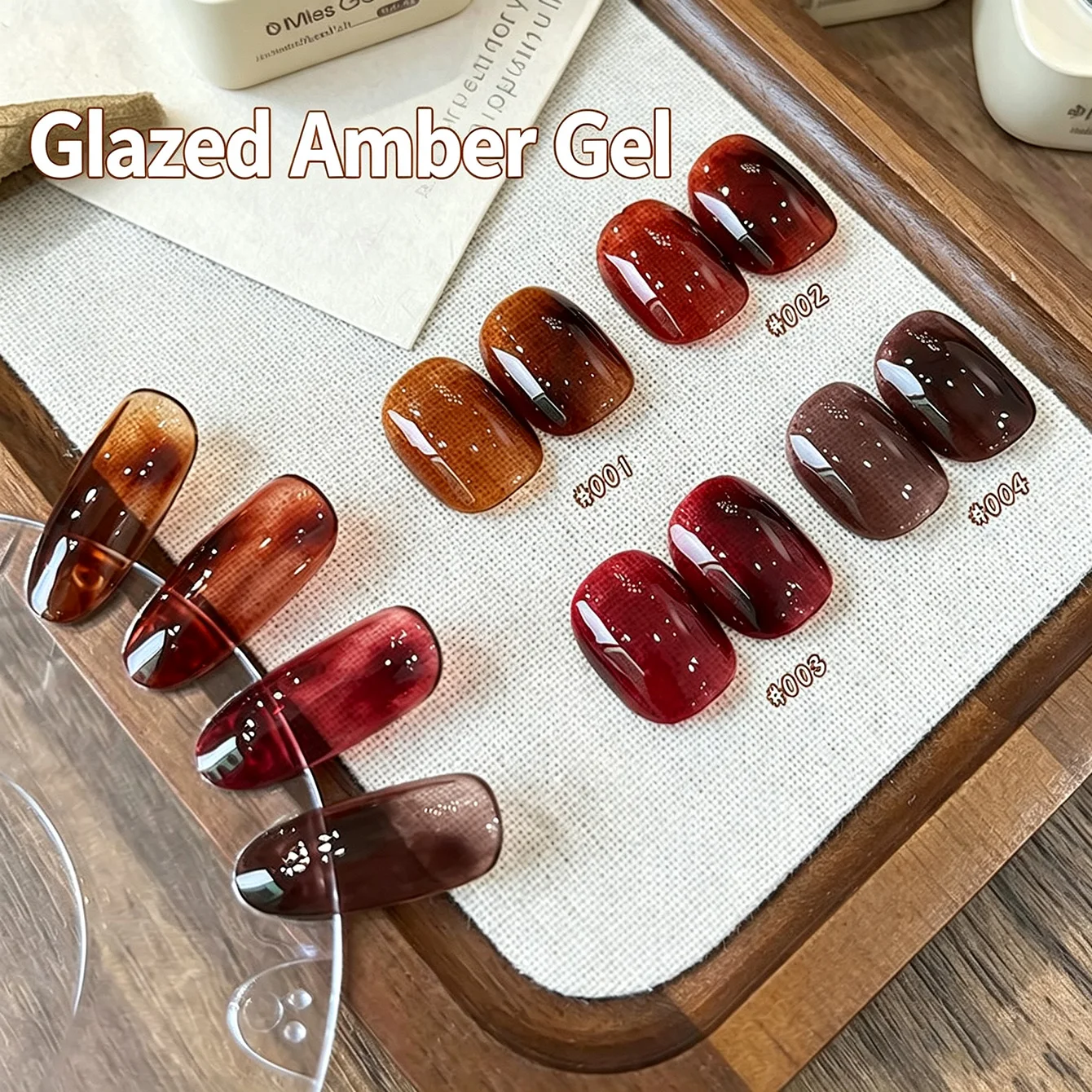 4‑Color Amber Tortoise Shell Gold Foil Nail Gel ,Transparent Smudge Soak‑Off UV Gel for Fall Winter Nail Art