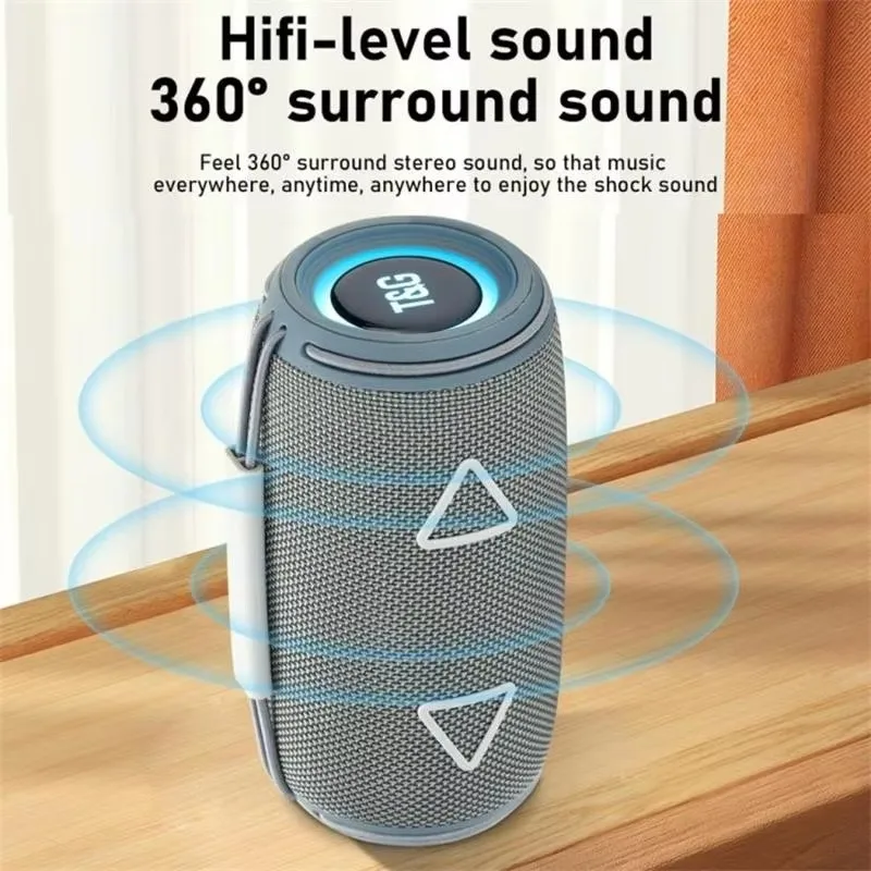 

Cylindrical TG-657 3D Stereo Bass Wireless Bluetooth Speaker Supports FM/LED Atmosphere Light Outdoor Camping Car Bluetooth 5.3