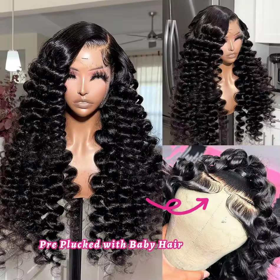 Loose Wave wig 13x6 hd Lace Front Human Hair Wig 30 40 Inches Brazilian Water Deep Wave Wigs For Women 13x4 HD Lace Frontal Wig image 5