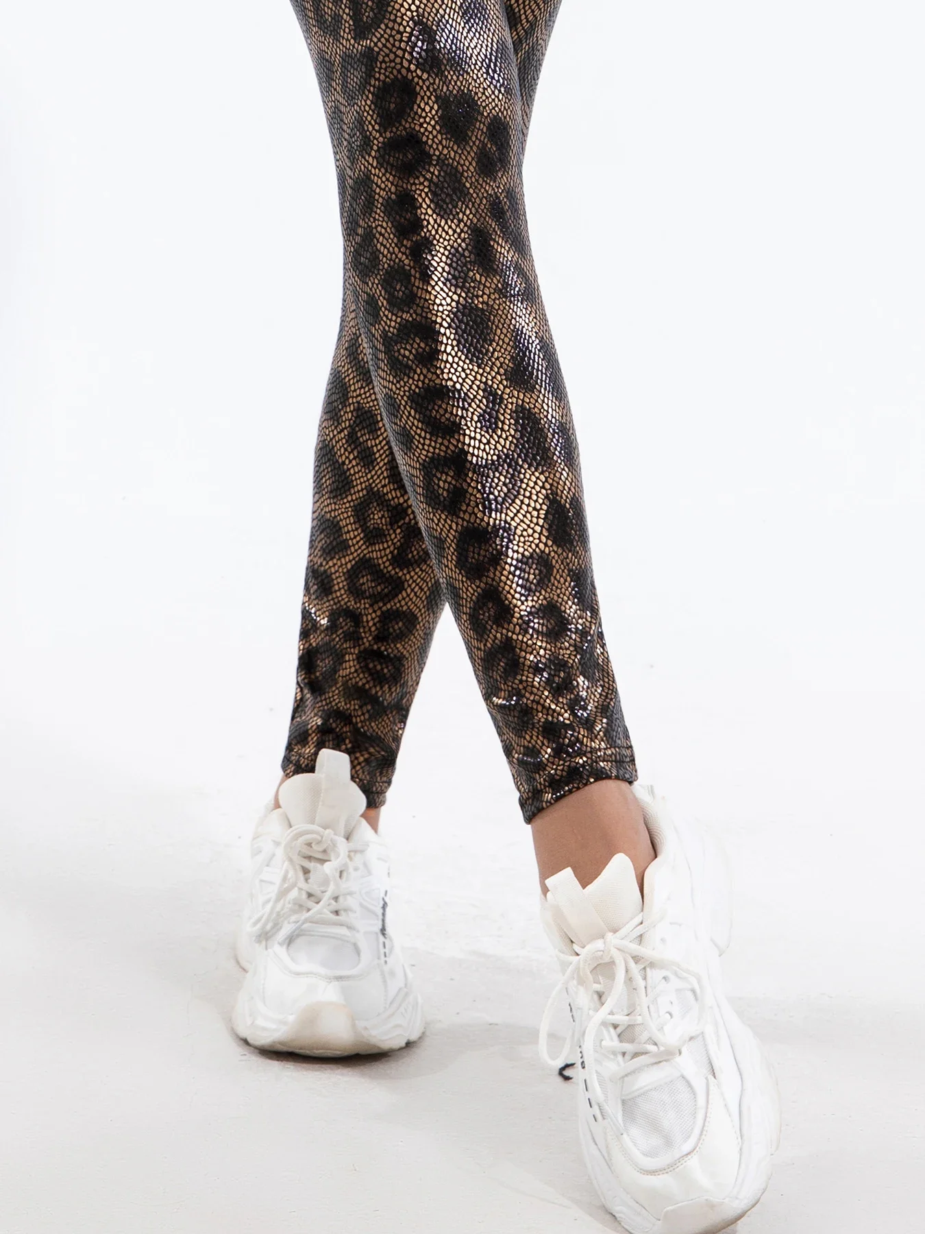 New fashion women high-waisted skin-tight gold leopard print leggings sexy slim nine-point pants High stretch yoga pants Yoga