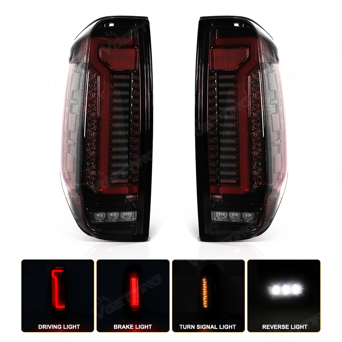 For Nissan Navara NP300 Frontier D40 2005-2014 LED Tail Lamp Sequential Turn Signal Rear Brake Reverse Taillights Smoke Red Lens