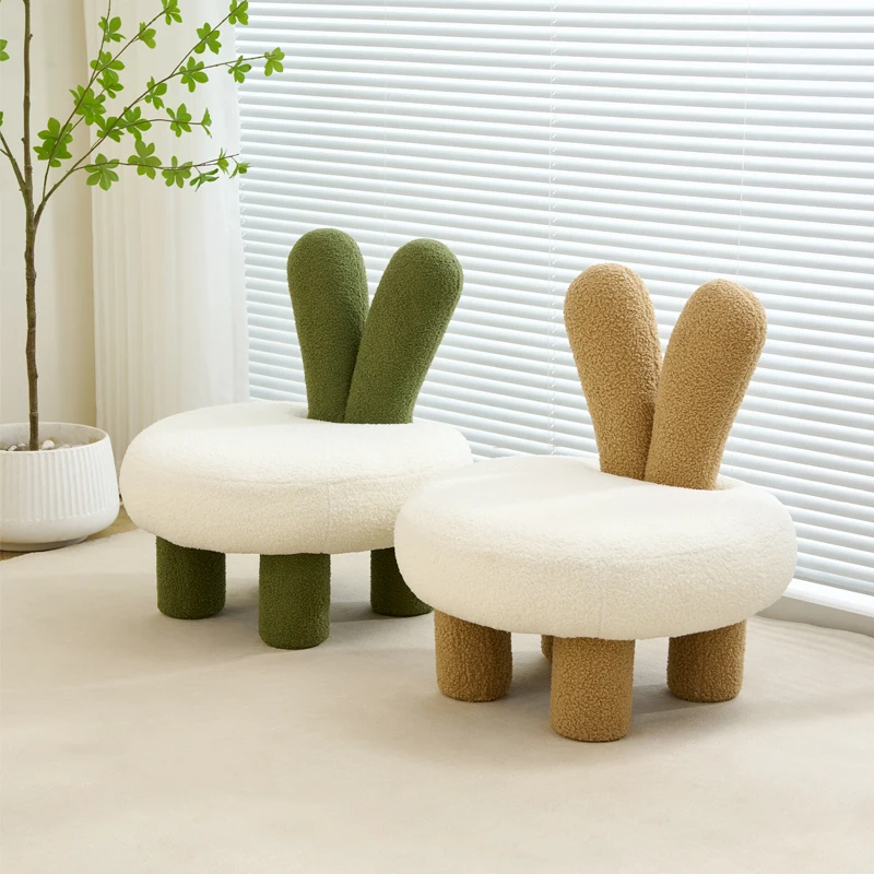 كريم نمط غرفة المعيشة البراز المنزل مسند الظهر كرسي صوف الضأن تغيير البراز منخفضة المستوى للأطفال أريكة البراز