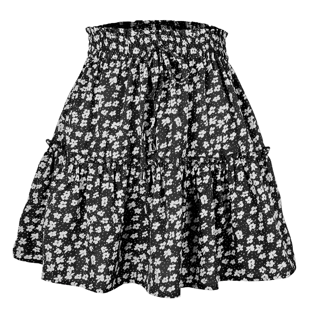 

With Frills Women Skirt Autumn Casual Daily Female Flower Holiday Home Regular Slight Elasticity Comfy Fashion