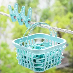 30Pcs Mix Color Clothes Pegs Clothespin With 1 Plastic Storage Basket Practical Clothes/Curtain Clips Gadgets For Home Storage