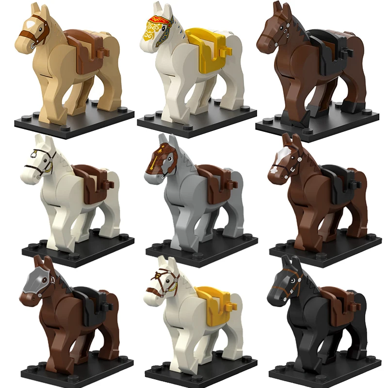 Medieval War of the Roses Ancient Famous Horse Templar Priest MOC Building Blocks Mount  Action Figure Toy Soldier Kid Gift K054