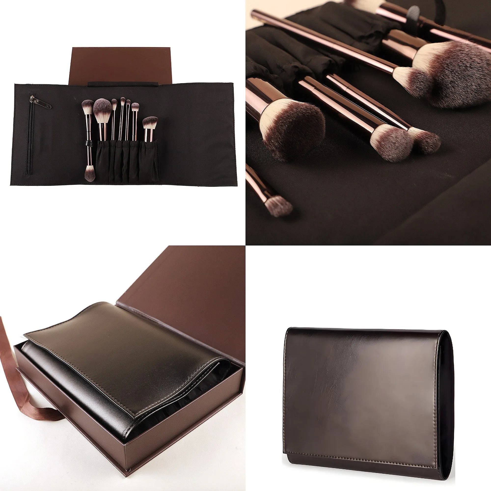 Conjunto de 7 Pincéis de Maquiagem de Cabelo Sintético para Pó e Base com Estojo Portátil – Oferta Imperdível