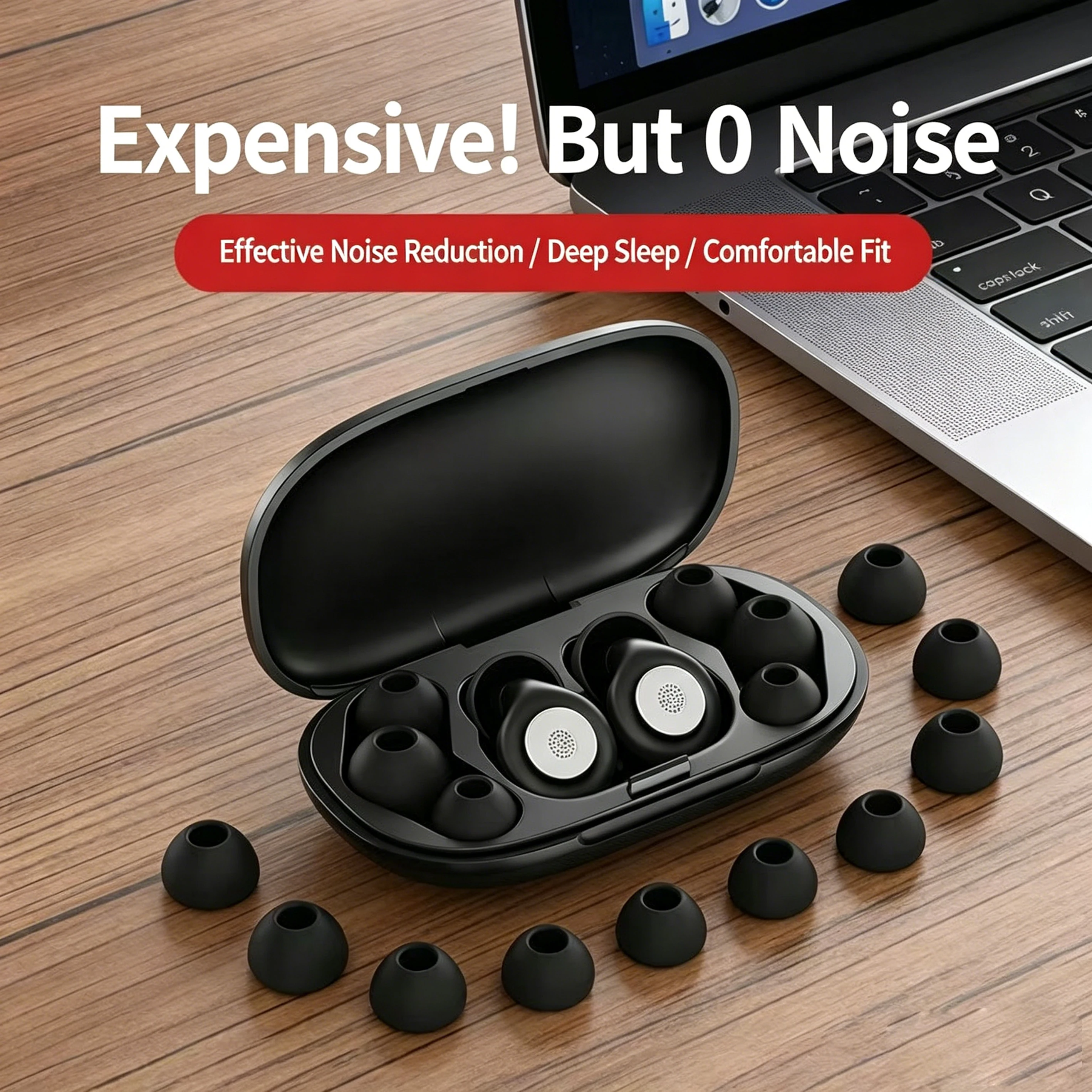 Bouchons d'oreilles anti-bruit 45-49 dB, en silicone liquide souple, anti-ronflement, avec boîte de rangement portable pour le sommeil et les voyages